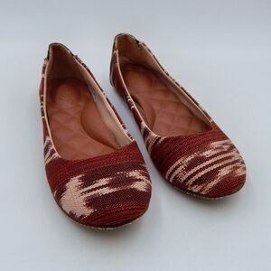 Reef Tropic Ballet Flats Aztec Boho Slip On Shoes Women's Size 8 Brown Red